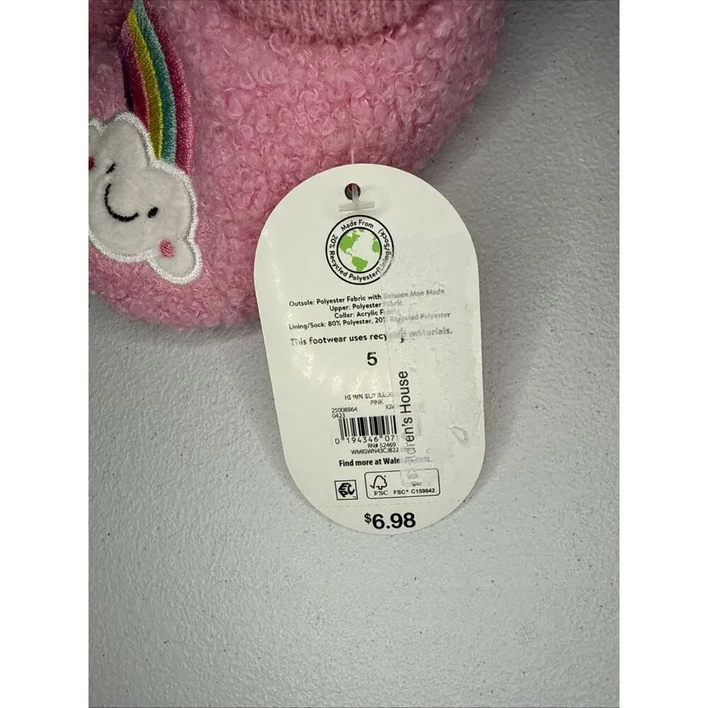 Wonder Nation Baby Girl Rainbow Slippers Pink, Size 5